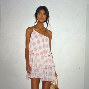 Lovers and Friends Polka Dot white and pink getaway dress